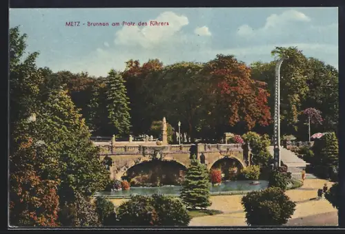 AK Metz, Brunnen am Platz des Führers