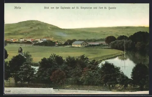AK Metz, Vue de l`Esplanade sur St. Simphorien et Fort St. Quentin
