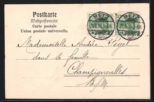 AK Metz, Fontaine à l`Esplanade avec jets d`eau et promeneurs