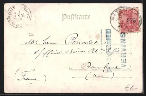 AK Metz, Rue des Roches et vue sur la cathédrale au bord de l`eau