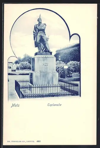 AK Metz, Esplanade avec la statue de Ney