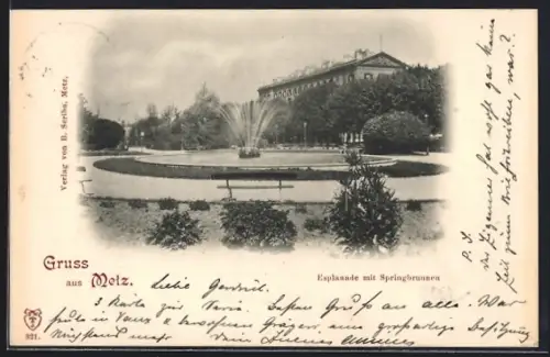 AK Metz, Esplanade avec fontaine