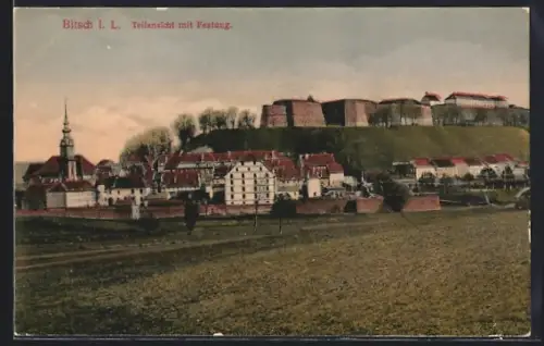 AK Bitsch i. L., Teilansicht mit Festung