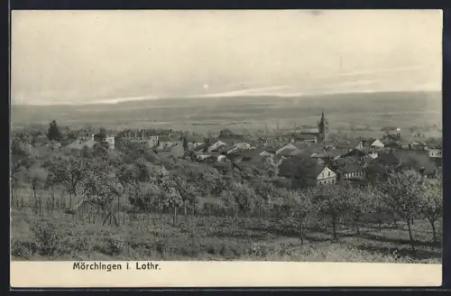 AK Mörchingen i. Lothr., Vue sur la ville avec vergers au premier plan