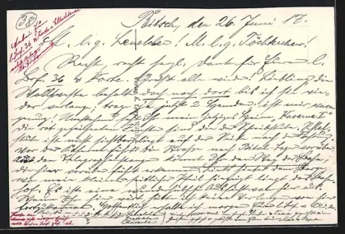 AK Bitsch, Panorama avec vue sur la forteresse et le village environnant