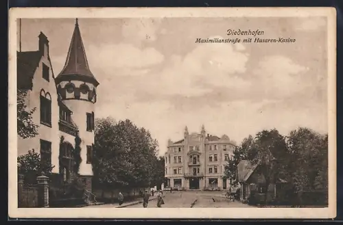 AK Diedenhofen, Maximilianstrasse mit Husaren-Kasino