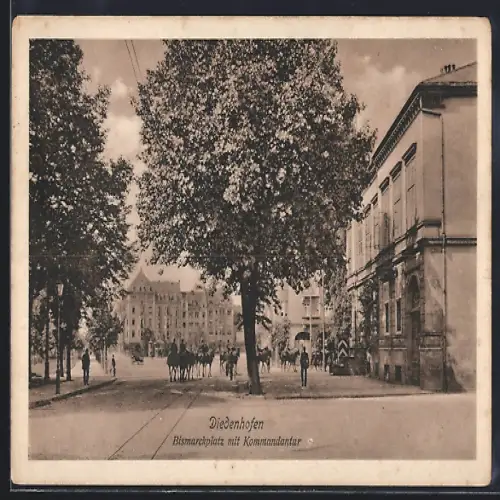 AK Diedenhofen, Bismarckplatz mit Kommandantur