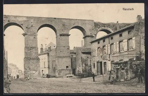 AK Gaudach, Vue de l`aqueduc et des maisons environnantes