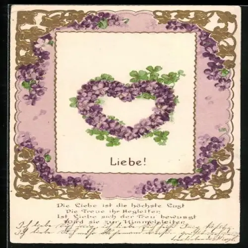 AK Liebe!, Herz aus Blumen, Die Liebe ist die höchste Lust..., Allegorie
