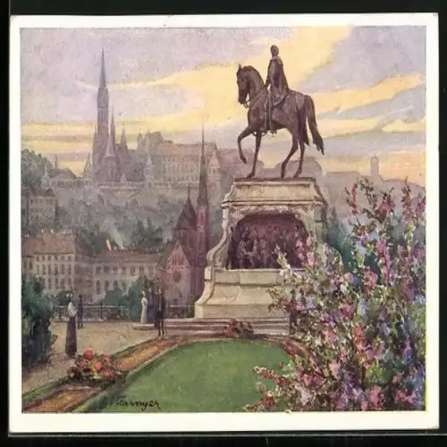Künstler-AK Hans Götzinger: Budapest, das Monument Adrassy