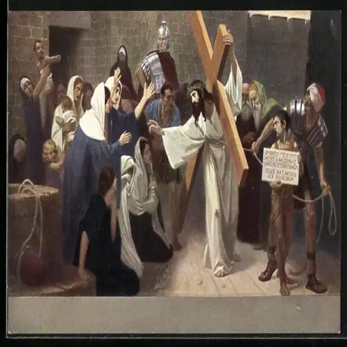AK Serie: Kreuzwegstationen, Jesus wird vom Volk bedauert