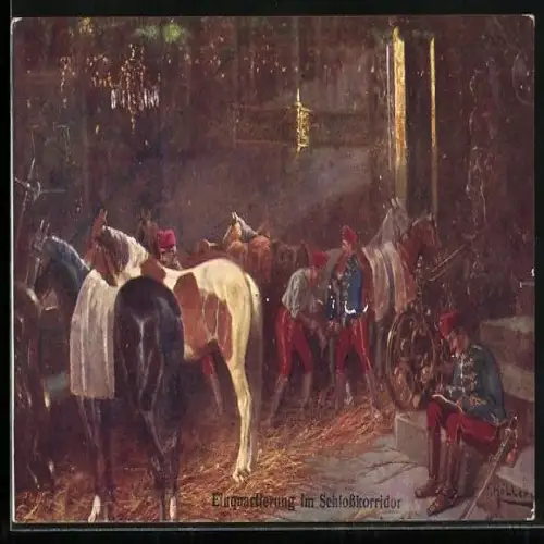 AK Rotes Kreuz Nr. 87, Einquartierung im Schlosskorridor