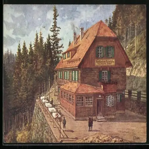 Künstler-AK Annenheim am Ossiachersee, Touristenhaus auf der Kanzel