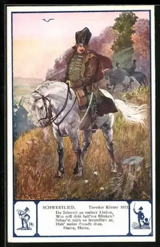 Künstler-AK Schwertlied, Theodor Körner 1813