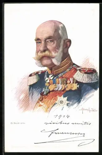 Künstler-AK O.Brüch: Kaiser Franz Josef I. von Österreich mit Orden