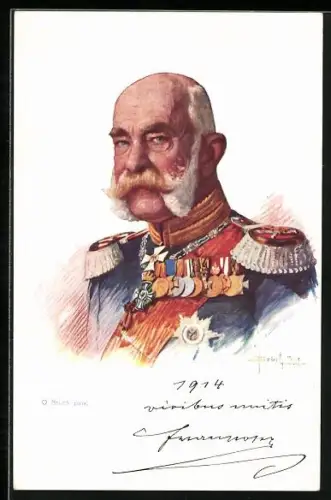Künstler-AK Kaiser Franz Josef I. von Österreich in Uniform mit Epauletten