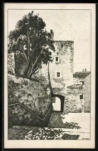 Künstler-AK Ulf Seidl: Wien, Haus im Lichtenthal