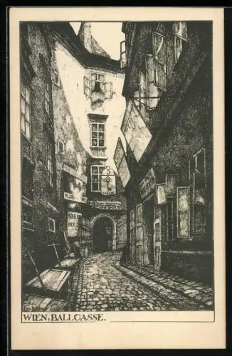 Künstler-AK Ulf Seidl: Wien, Ballgasse