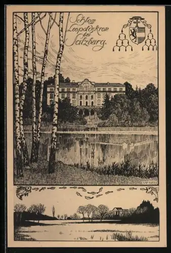 Künstler-AK Ulf Seidl: Salzburg, Schloss Leopoldskrone, Wappen