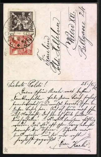 AK Richard Wagner: Parsival, erlösung dem Erlöser, Frau liegt Mann mit Kelch zu Füssen