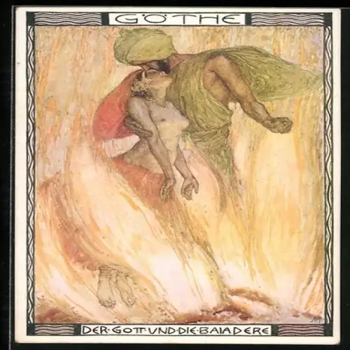 Künstler-AK Darstellung aus Der Gott und die Baiadere von Goethe, Jugendstil