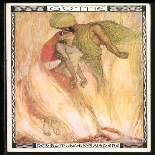 Künstler-AK Darstellung aus Der Gott und die Baiadere von Goethe, Jugendstil