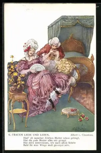 Künstler-AK T. Welzl: Von Frauen Liebe und Leben: Hab ob mancher Zeichen Mutter schon gefragt...