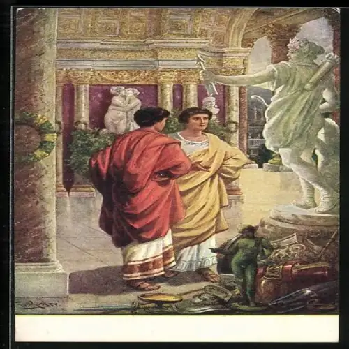 Künstler-AK Fr. Rösler: Petronius und Vinicius