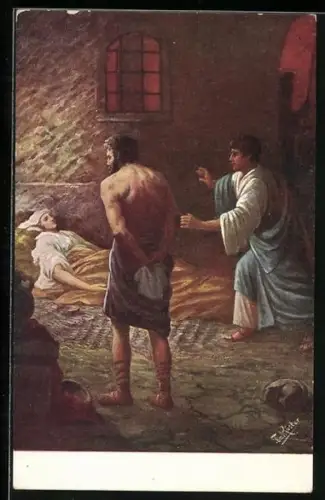 Künstler-AK Fr. Rösler: Ligia im Gefängnis