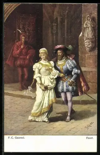 Künstler-AK Fr. Rösler: Faust, Szene mit Mephisto