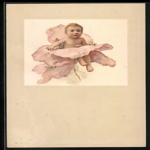 Künstler-AK Kleinkind in Blüte, Jugendstil