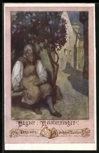 AK Szene aus Richard Wagner`s  Meistersinger 
