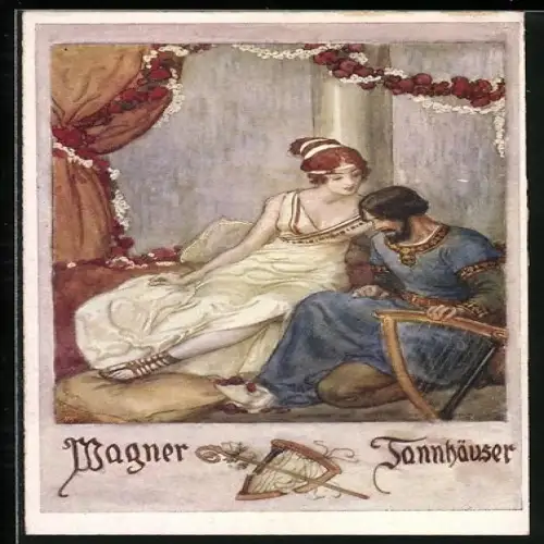 Künstler-AK Tannhäuser mit schöner Frau
