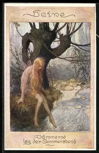 Künstler-AK Heinrich Heine, Dämmerung an einem Sommerabend