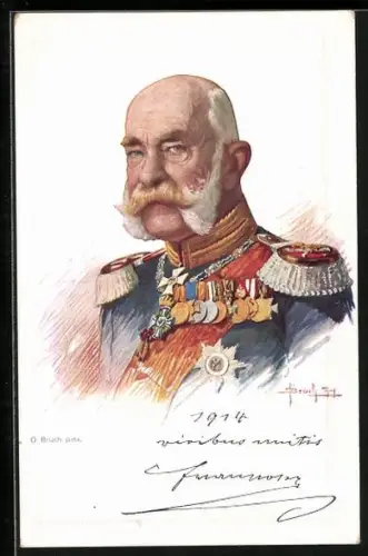 Künstler-AK O.Brüch: Kaiser Franz Josef I. von Österreich mit Orden