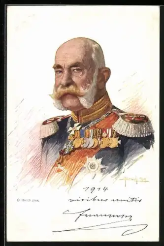 Künstler-AK Kaiser Franz Josef I. von Österreich in Uniform mit Epauletten