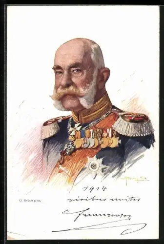 Künstler-AK Kaiser Franz Josef I. von Österreich in Uniform mit Epauletten