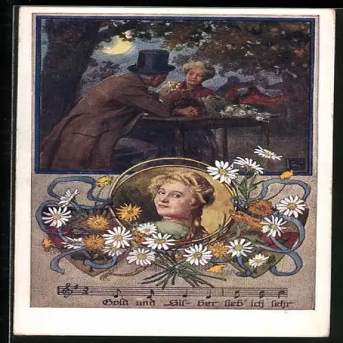 Künstler-AK Karl Friedrich Gsur, Deutscher Schulverein NR 1066: Gold und Silber lieb ich sehr