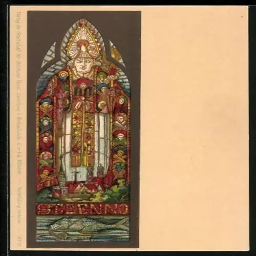 Künstler-AK Augustin Pacher: St. Benno, Fisch