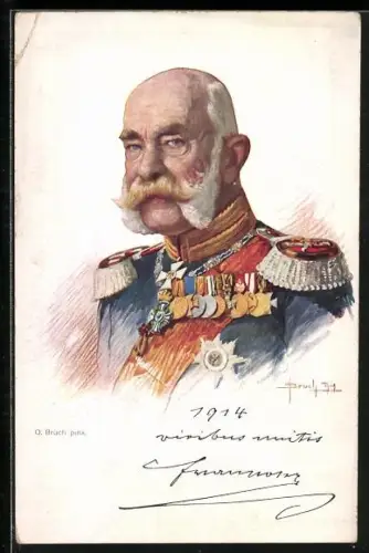 Künstler-AK O.Brüch: Kaiser Franz Josef I. von Österreich mit Orden