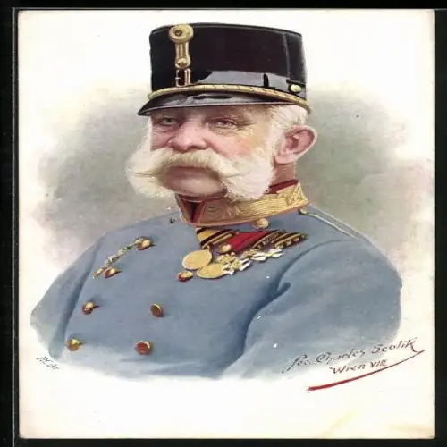 Künstler-AK Kaiser Franz Josef I. von Österreich in Uniform