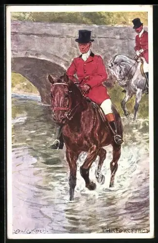 Künstler-AK Ludwig Koch: Parforce-Jagd