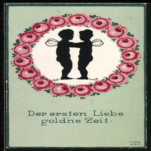 Künstler-AK Dora Heckel: Der ersten Liebe gold`ne Zeit