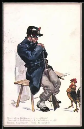 AK Neutralite Italienne! italienischer Soldat in Uniform schläft mit Gewehr in der Hand