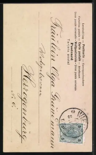 AK Buchstabe O, Kinder auf der Wiese, Frau mit Apfelbaumzweig