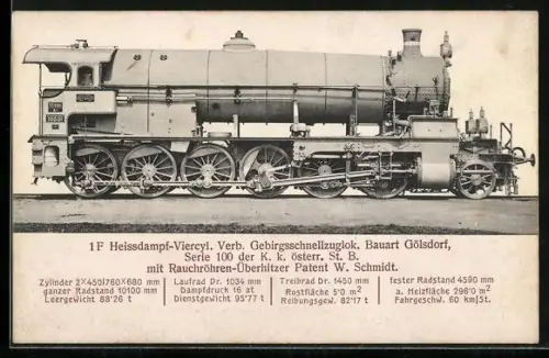 AK Gebirgsschnellzuglok Bauart Gölsdorf der K. k. österr. Staatsbahn
