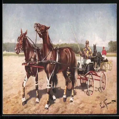 AK Pferdegespanne mit Jockeys
