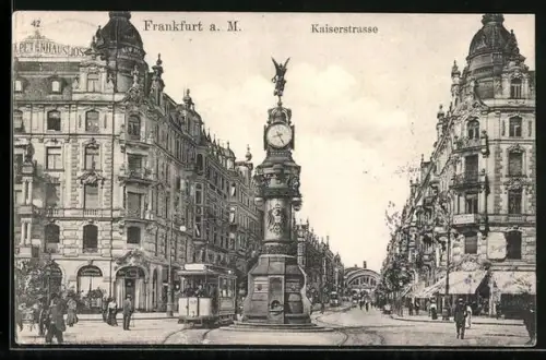 AK Frankfurt a. M., Strassenbahn auf der Kaiserstrasse