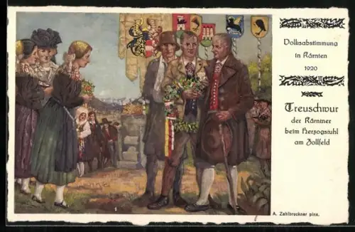 Künstler-AK Klagenfurt, 10 Jahrfeier Volksabstimmung in Kärnten 1920, 10. Oktober 1930