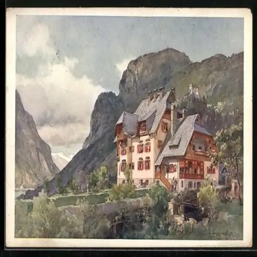 Künstler-AK Edward Theodore Compton: Oberdrauburg, Blick zum Erholungsheim